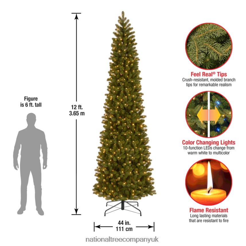Trees | National Tree Company Pre-lit \Feel Real\ Artificial Giant Slim Downswept Christmas Tree Green Douglas Fir Dual Color LED Lights Includes PowerConnect and Stand 12 feet F2L4F7